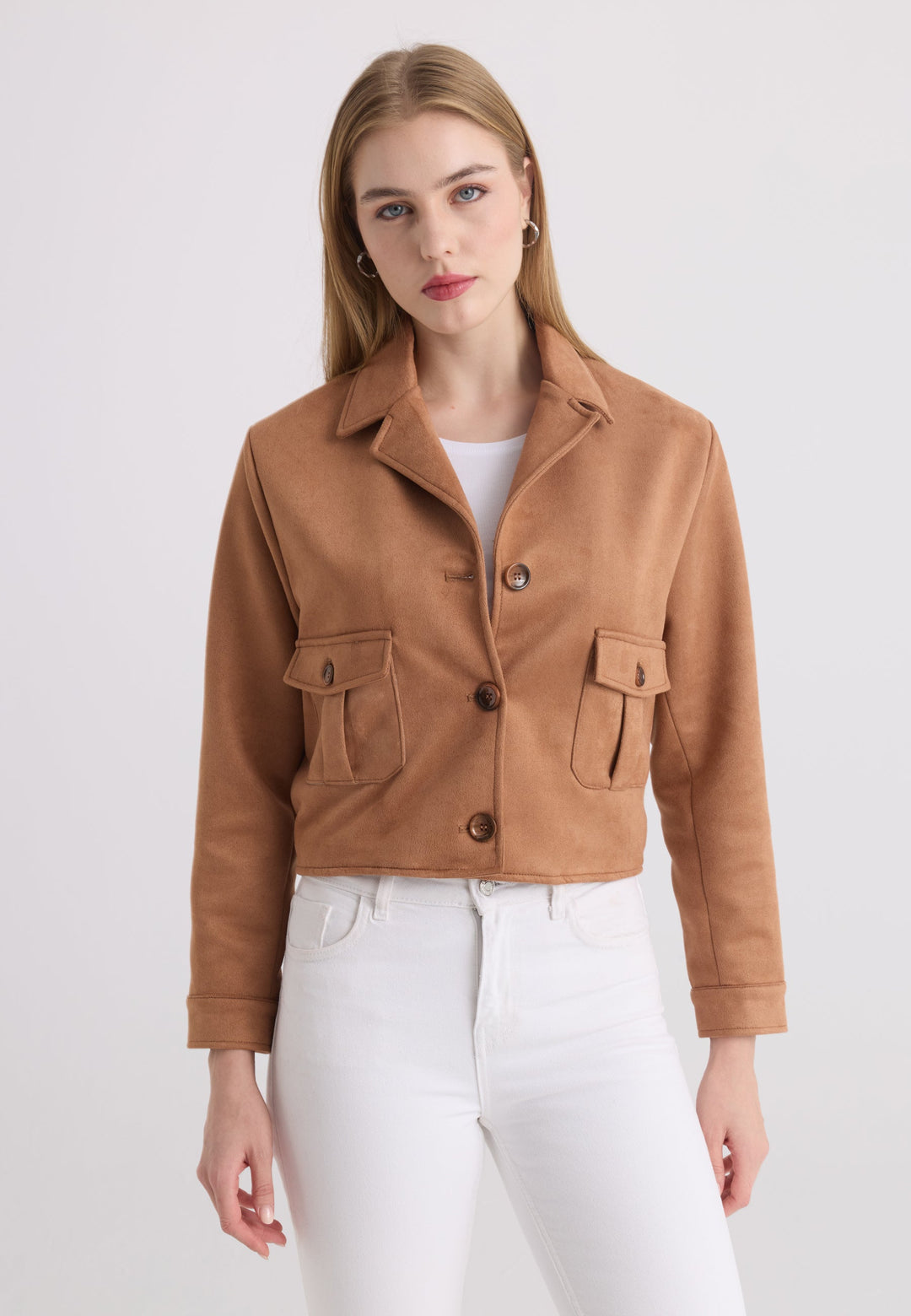 Felix Hardy Veste courte en suédine femme - Camel