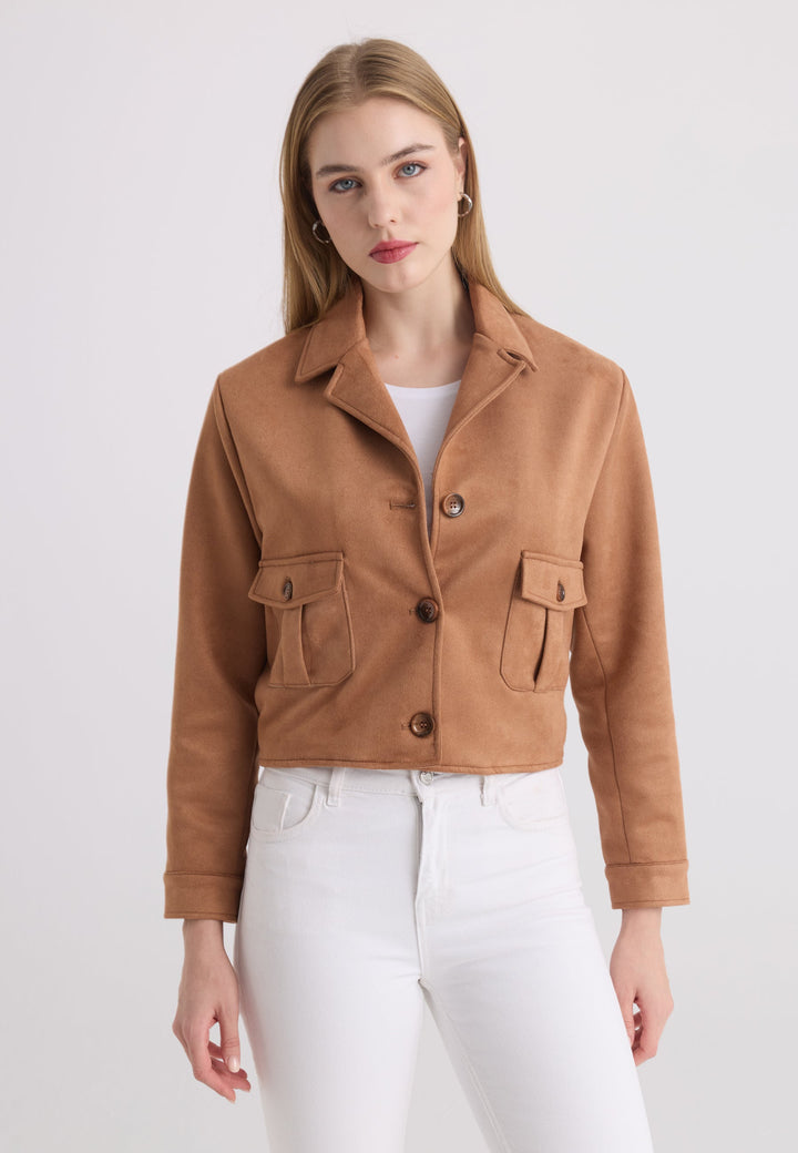 Felix Hardy Veste courte en suédine femme - Camel