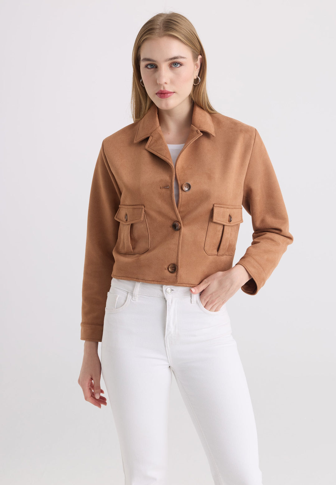 Felix Hardy Veste courte en suédine femme - Camel