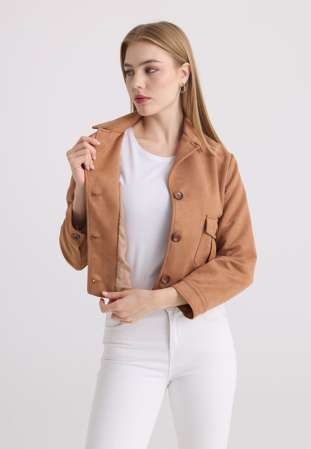 Felix Hardy Veste courte en suédine femme - Camel