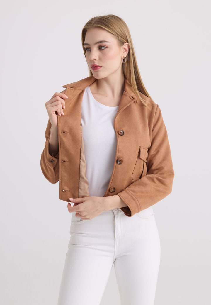 Felix Hardy Veste courte en suédine femme - Camel