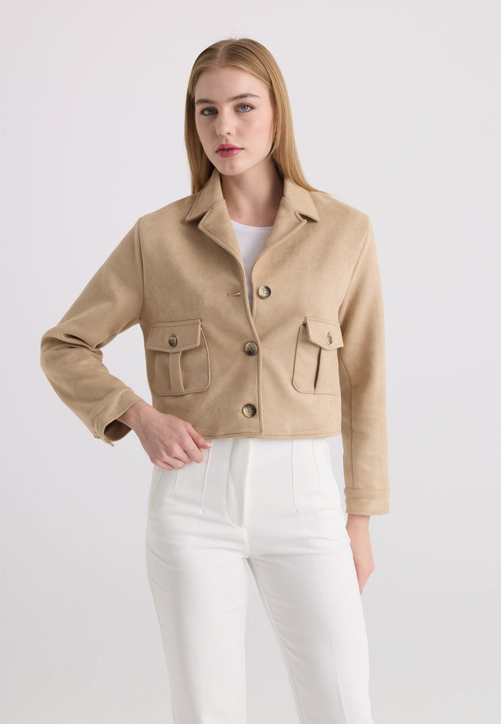 Felix Hardy Veste courte en suédine femme - Beige