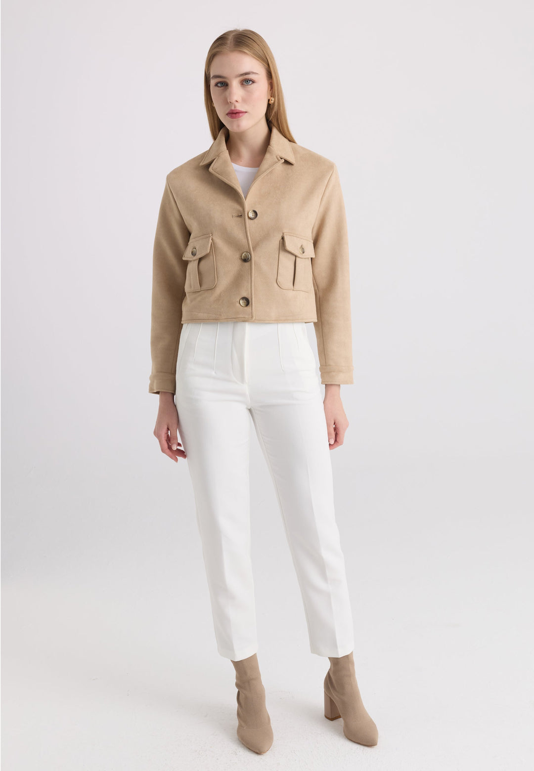 Felix Hardy Veste courte en suédine femme - Beige