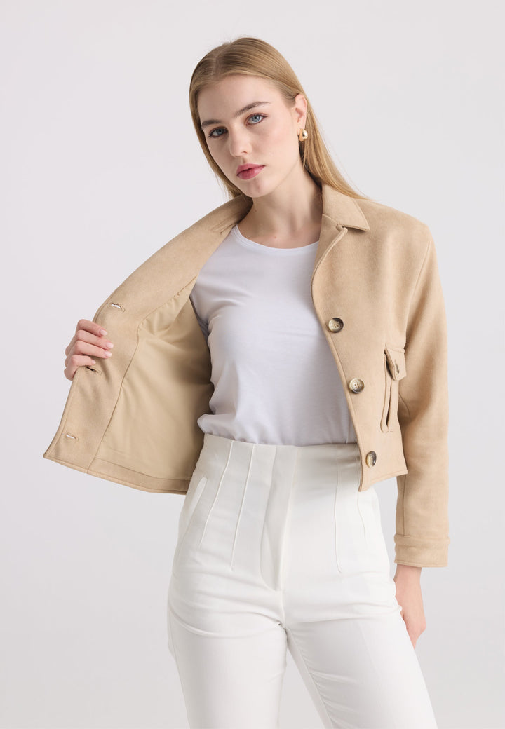 Felix Hardy Veste courte en suédine femme - Beige