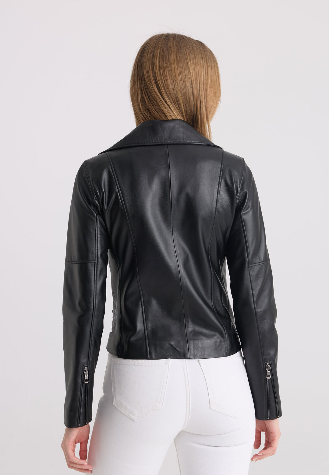 Felix Hardy Veste en cuir biker pour femme - Noir
