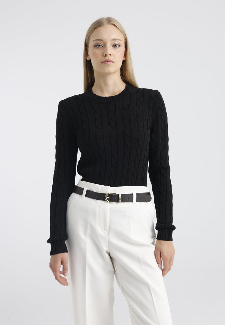 Felix Hardy Pull en tricot à col rond pour femme - Noir