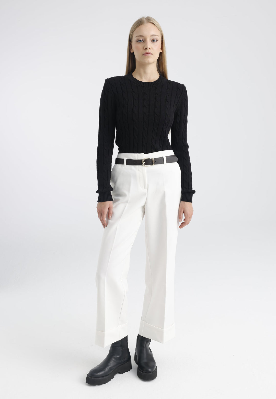 Felix Hardy Pull en tricot à col rond pour femme - Noir