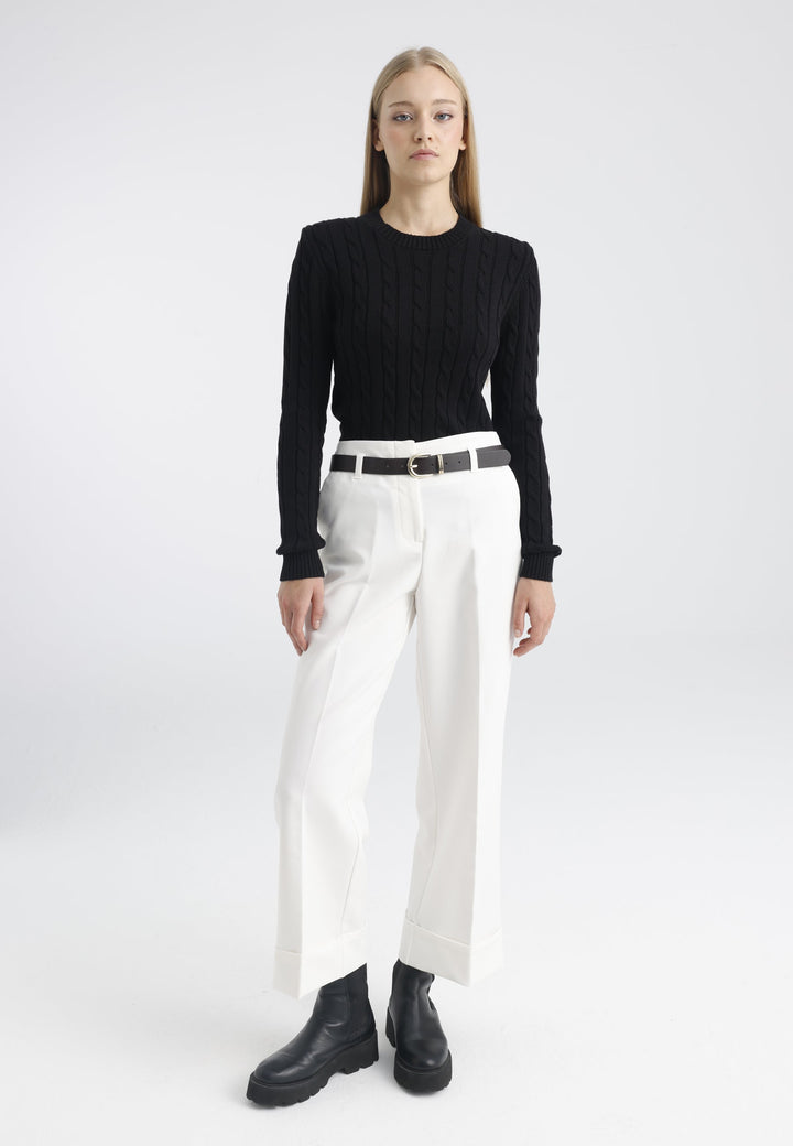 Felix Hardy Pull en tricot à col rond pour femme - Noir