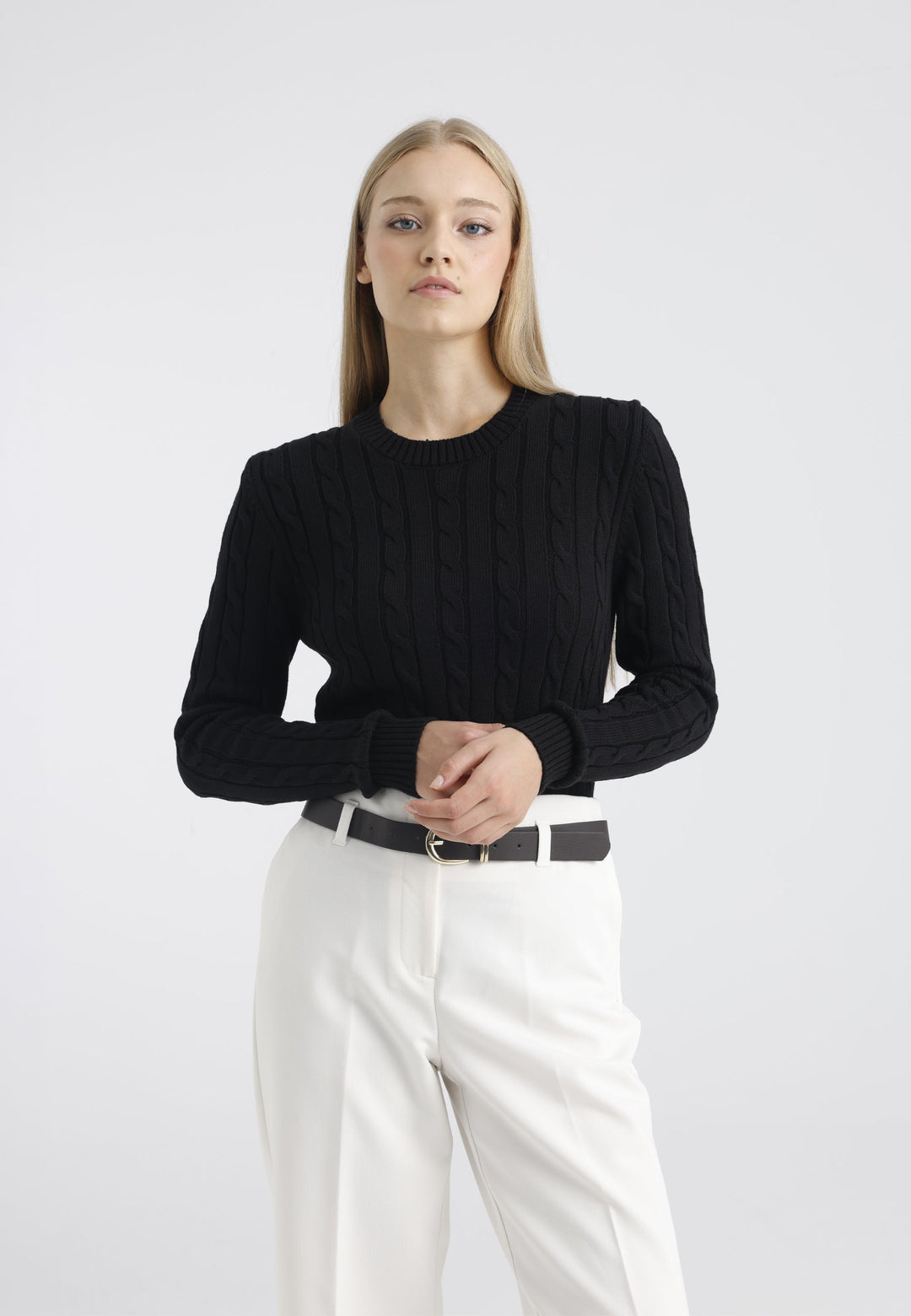 Felix Hardy Pull en tricot à col rond pour femme - Noir