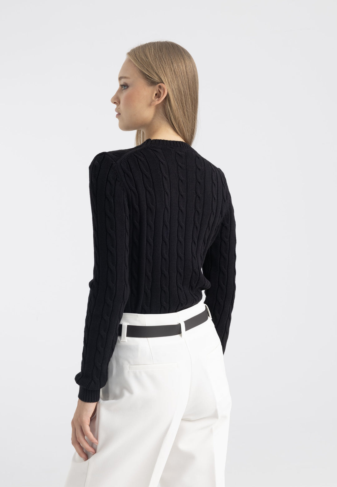 Felix Hardy Pull en tricot à col rond pour femme - Noir