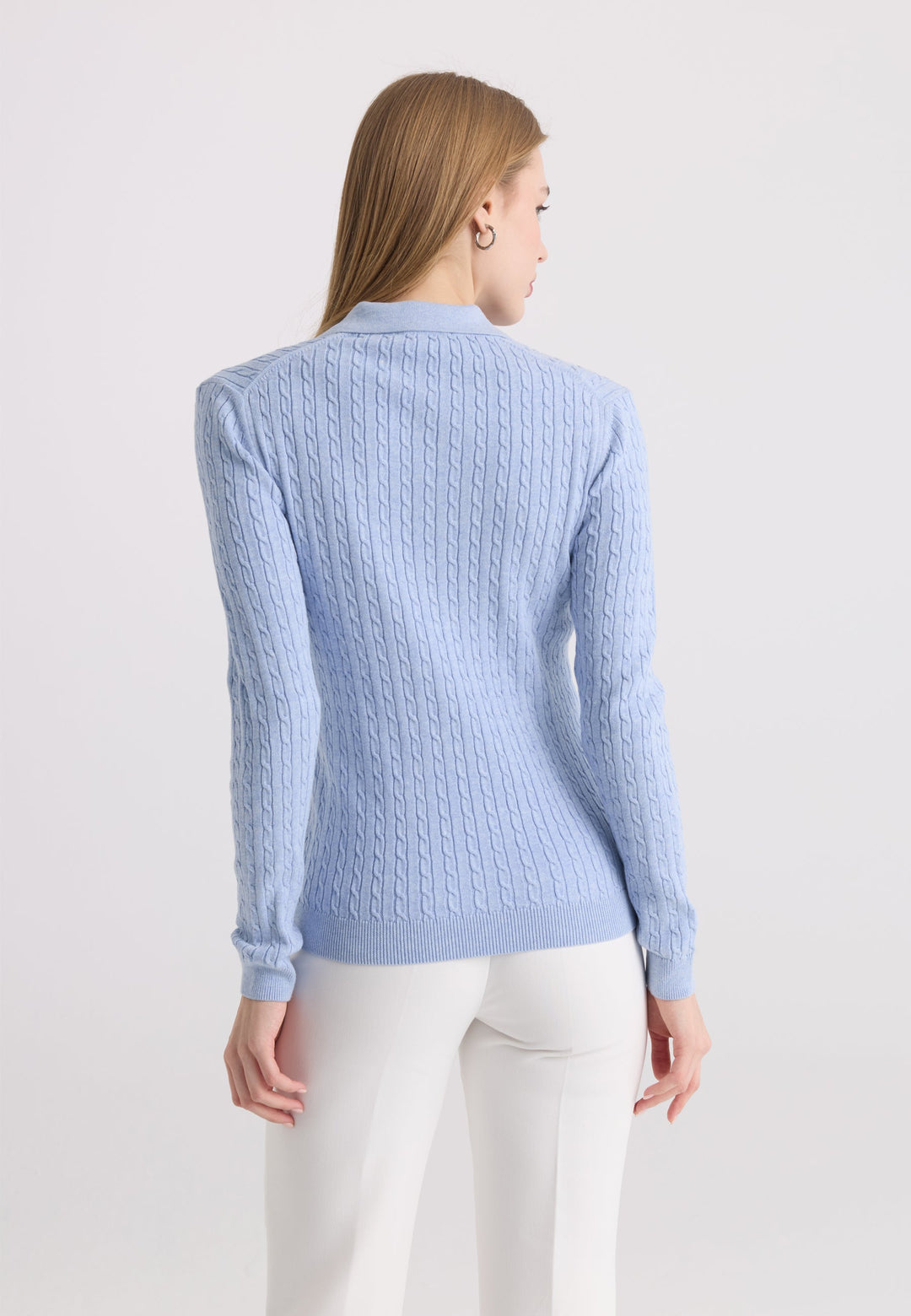 Felix Hardy Pull tricot à col polo pour femme - Bleu