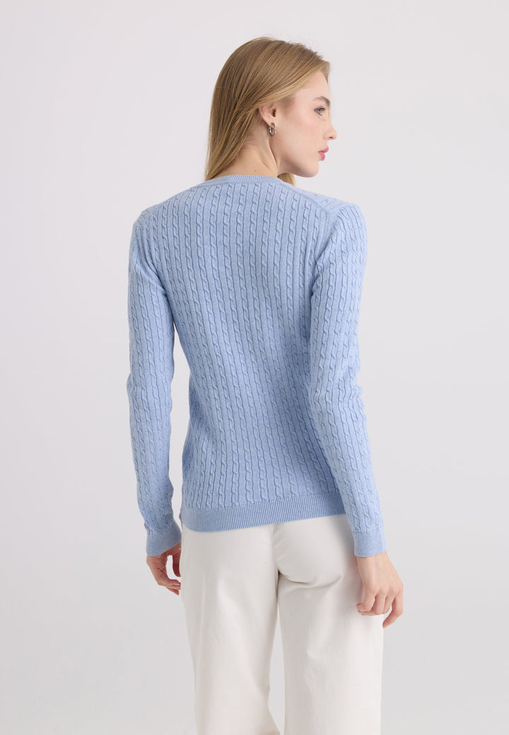 Felix Hardy Pull tricot à col en V pour femme - Bleu