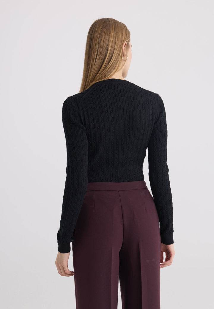 Felix Hardy Pull tricot à col en V pour femme - Noir