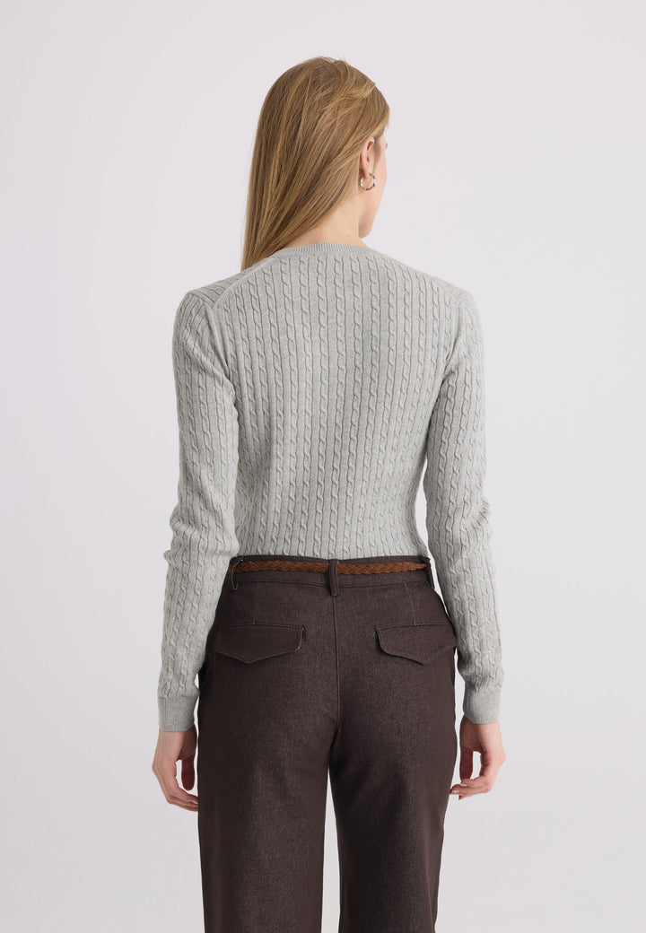 Felix Hardy Pull tricot à col en V pour femme - Gris