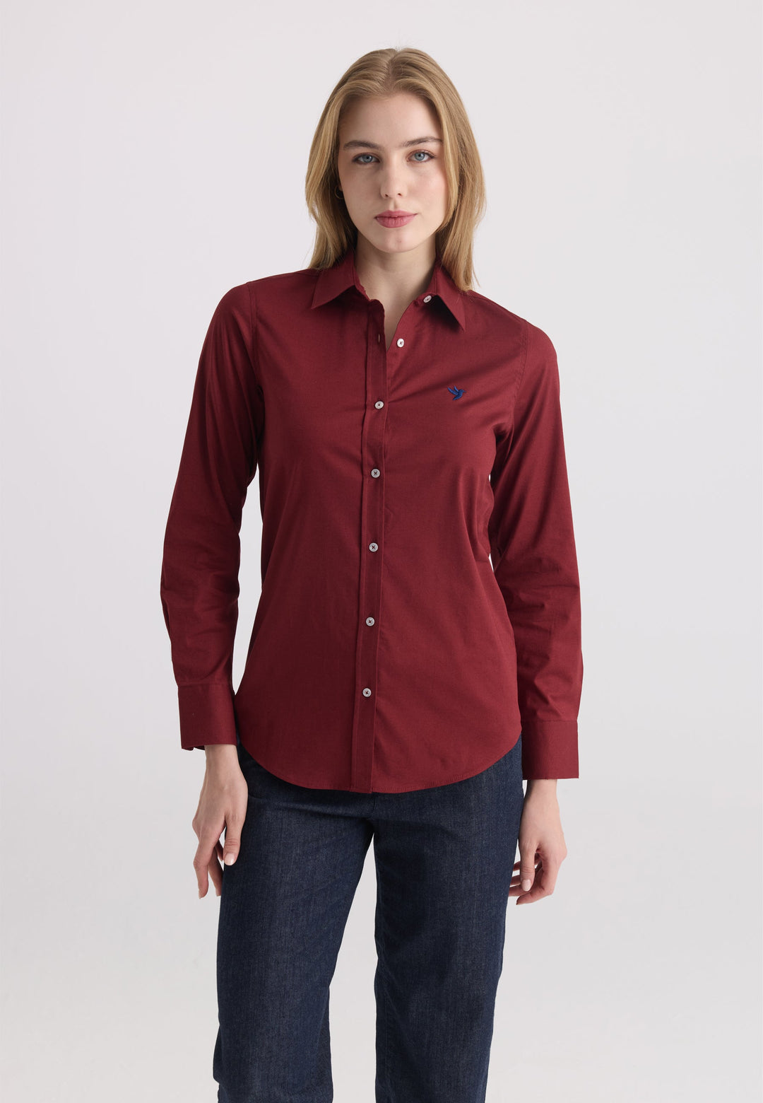 Felix Hardy Chemise en coton à manches longues pour femme - Bordeaux