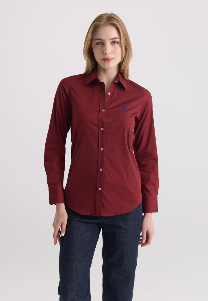 Felix Hardy Chemise en coton à manches longues pour femme - Bordeaux