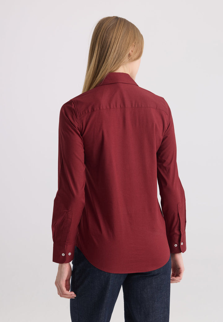 Felix Hardy Chemise en coton à manches longues pour femme - Bordeaux