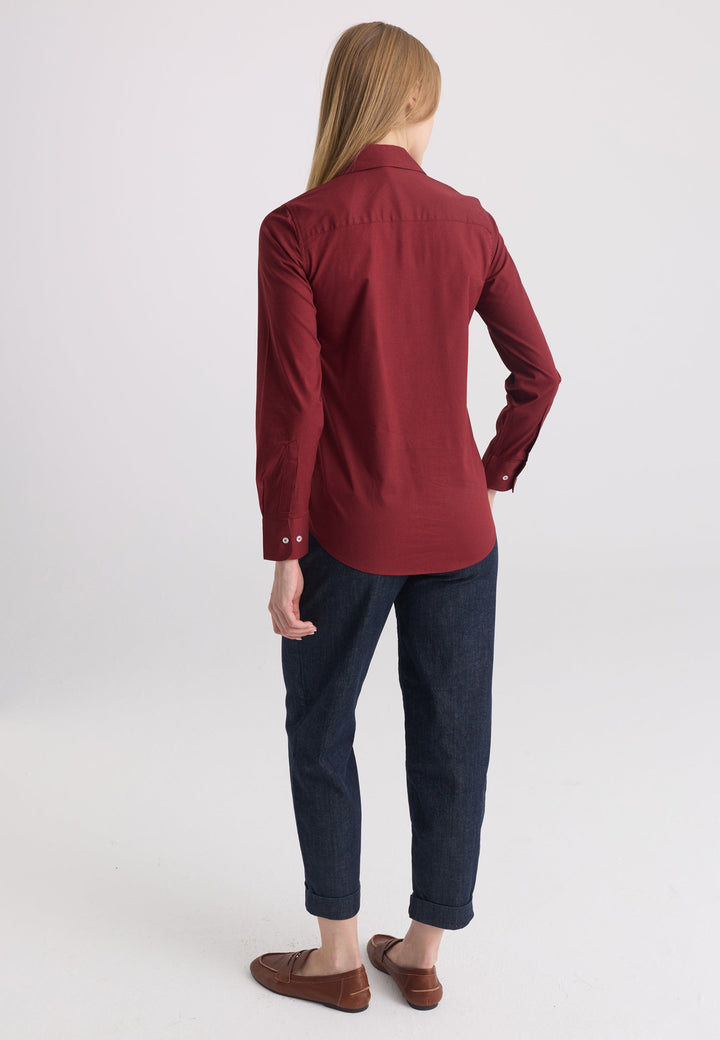 Felix Hardy Chemise en coton à manches longues pour femme - Bordeaux