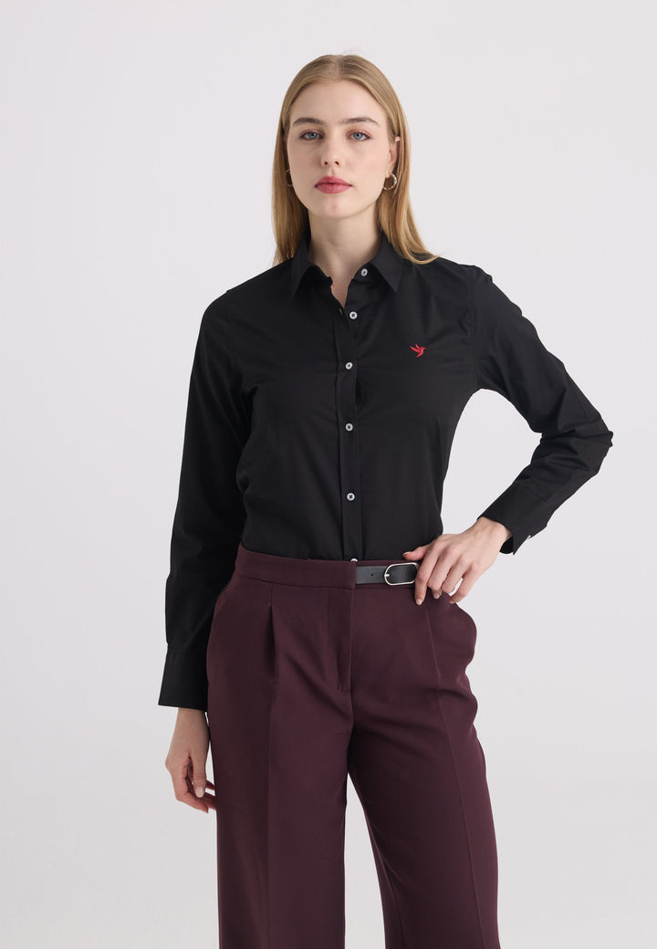 Felix Hardy Chemise en coton à manches longues pour femme - Noir