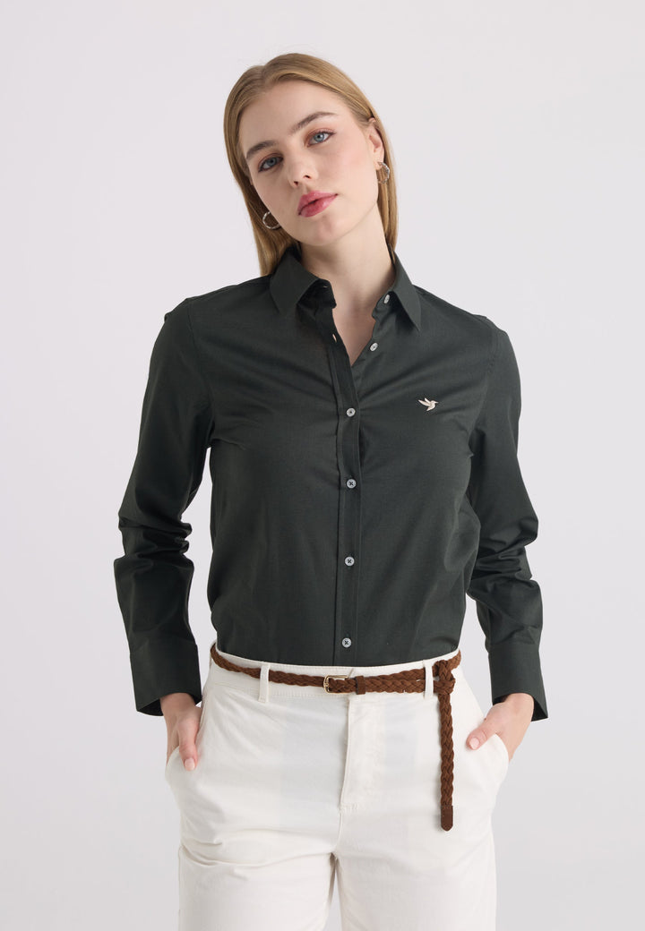 Felix Hardy Chemise en coton à manches longues pour femme - Kaki