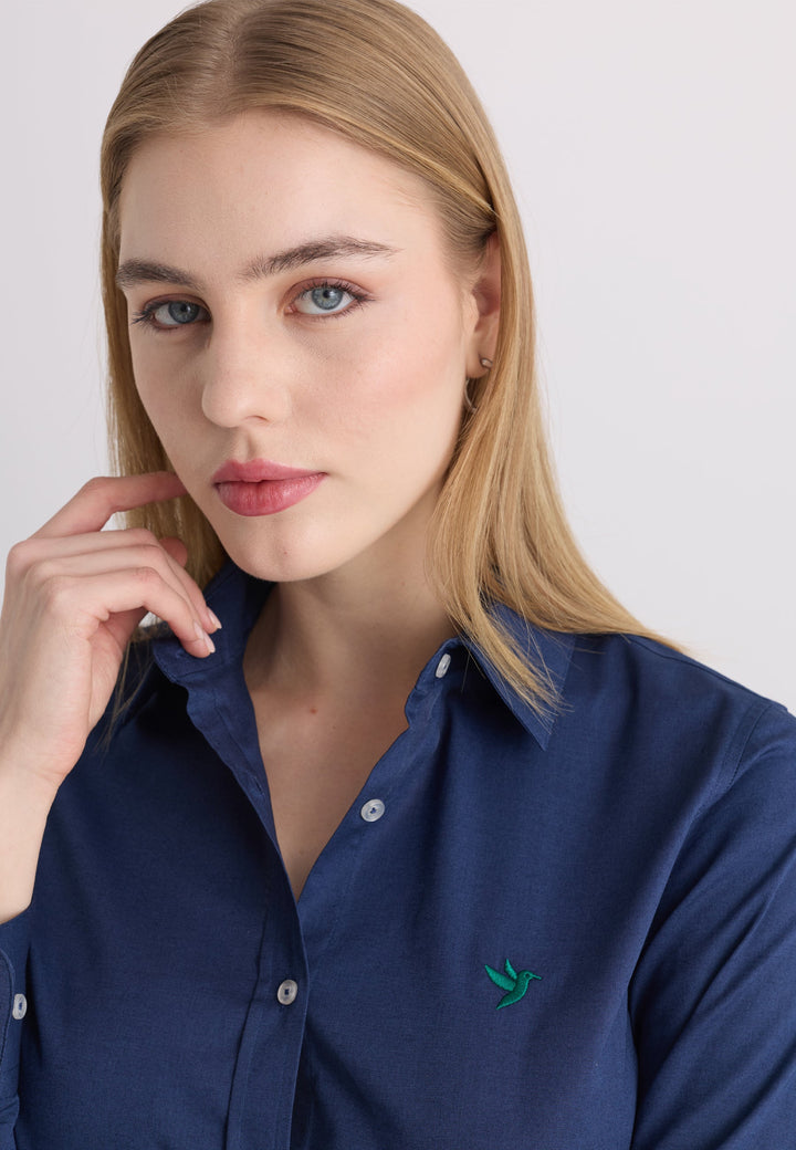 Felix Hardy Chemise en coton à manches longues pour femme - Bleu marine