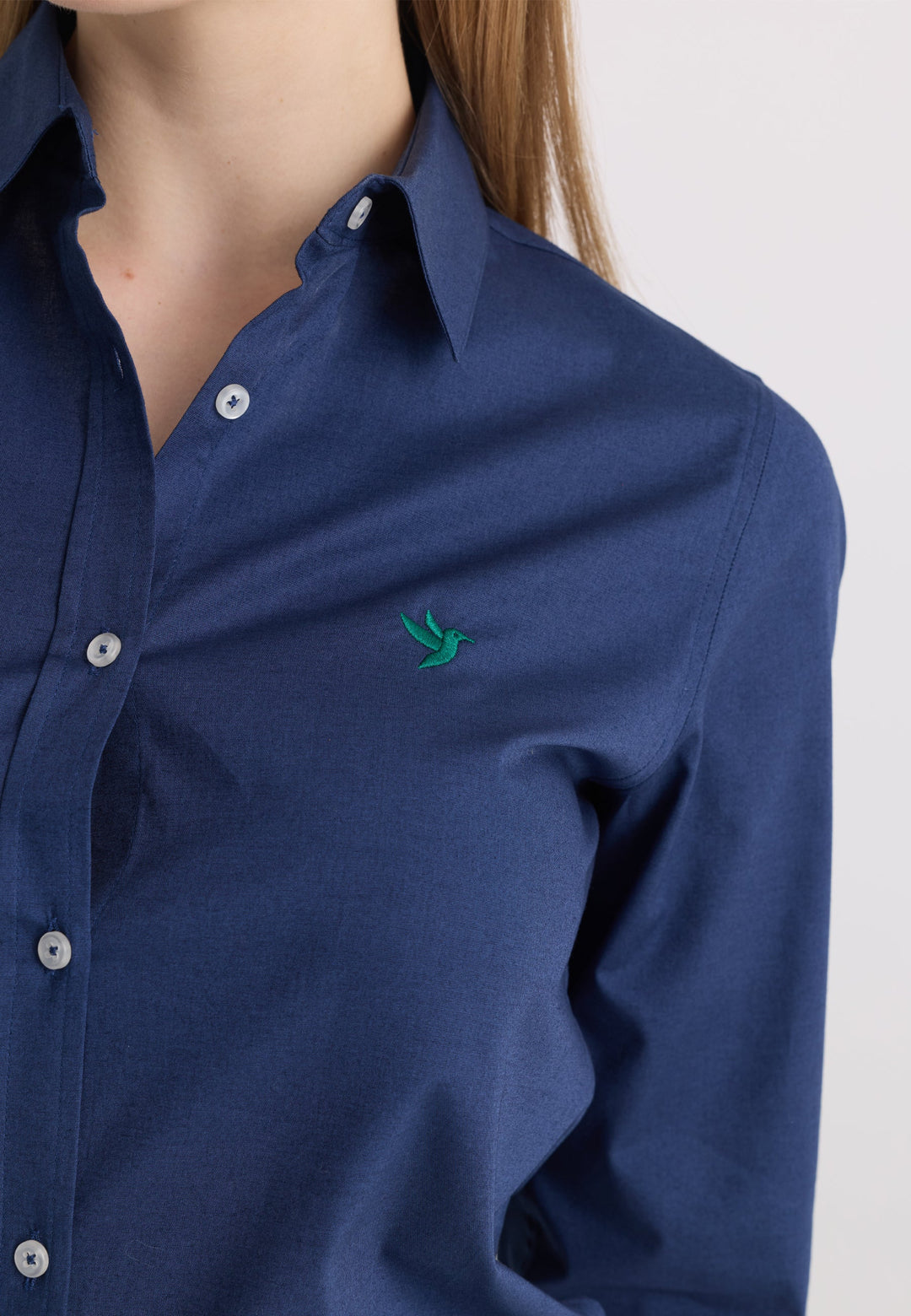 Felix Hardy Chemise en coton à manches longues pour femme - Bleu marine