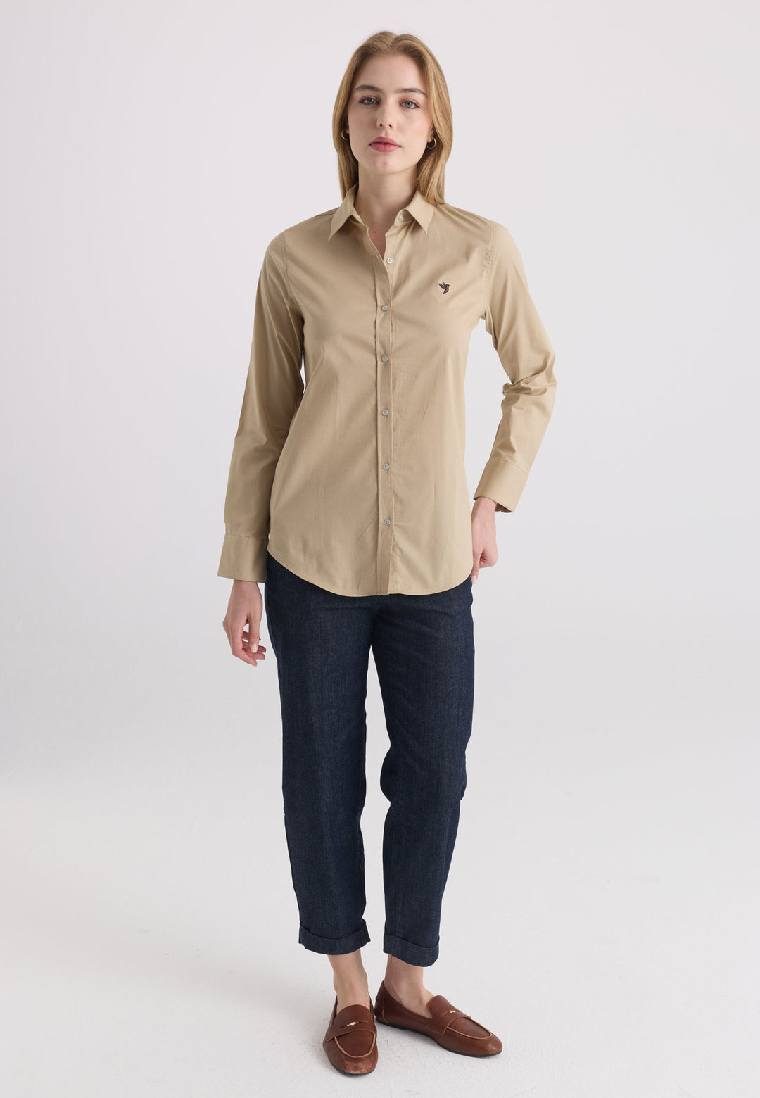 Felix Hardy Chemise en coton à manches longues pour femme - Beige