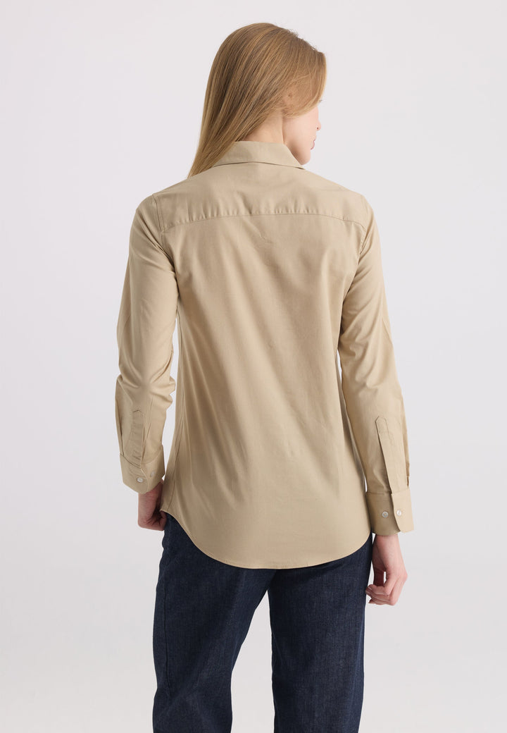 Felix Hardy Chemise en coton à manches longues pour femme - Beige