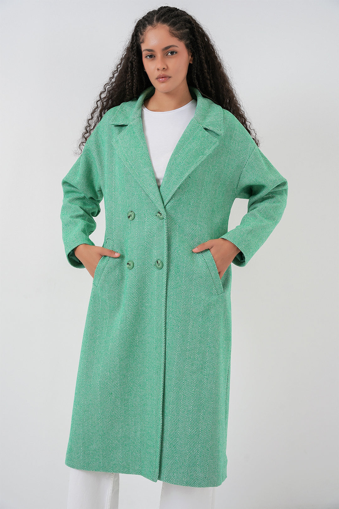 Bigdart Manteau long en laine oversize vert pour femme 9113 - Vert