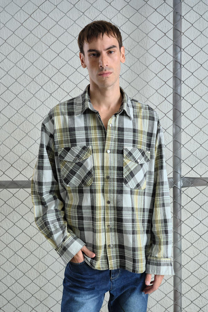 Giesto Chemise en écossais beige délavé - Beige