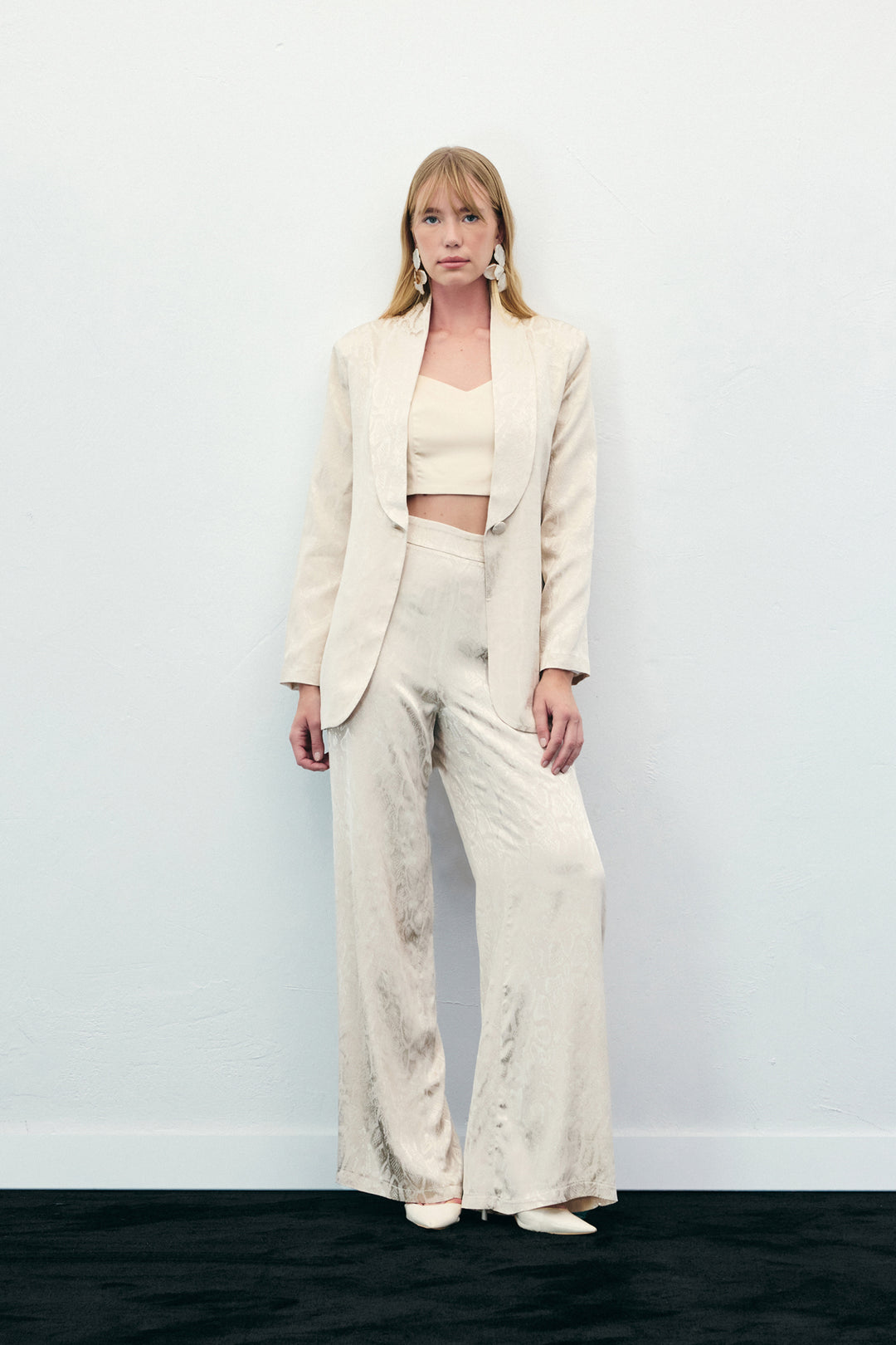 Sateen Pantalon à motifs de serpent - Beige