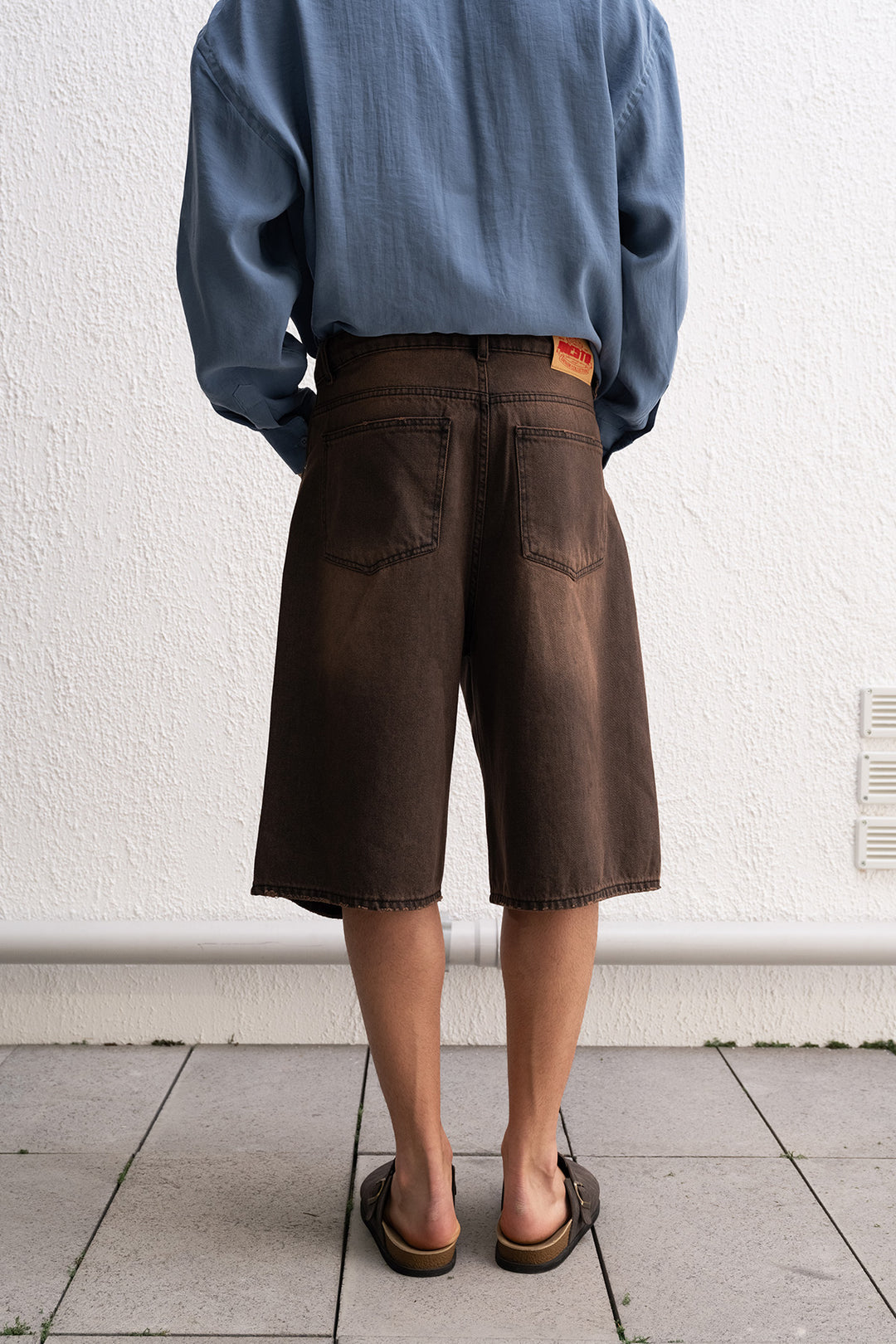 Giesto Short Jean Marron Déchiré - Marron