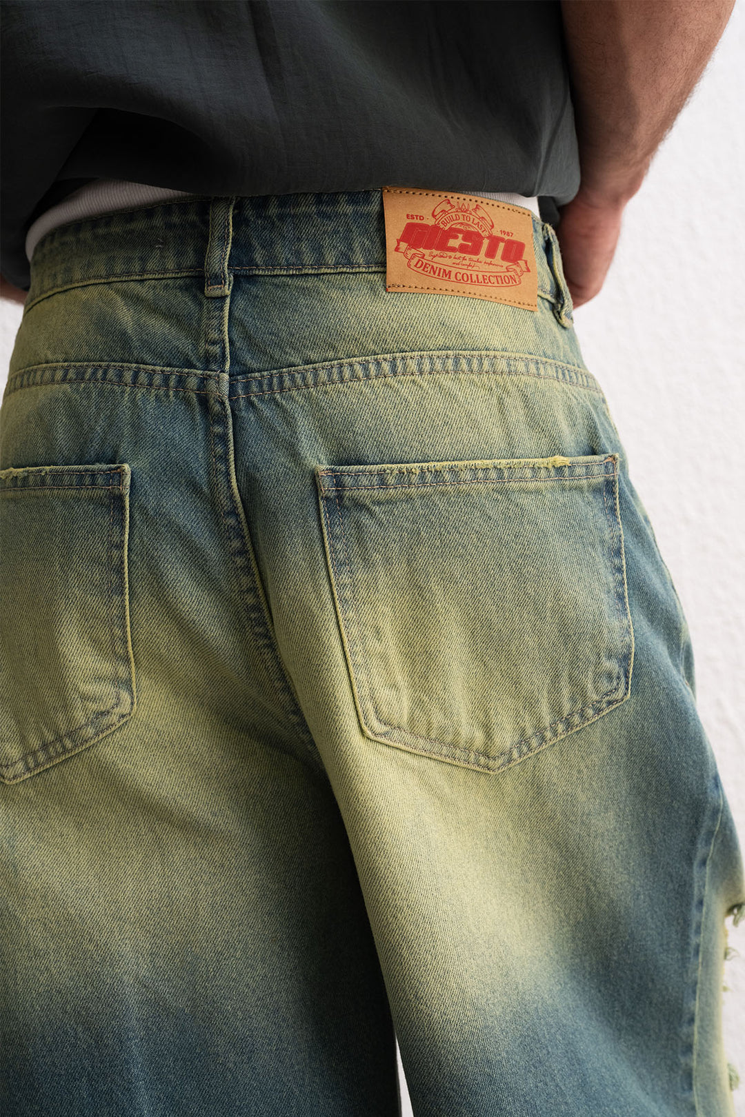 Giesto Short Jean Vert Déchiré - Vert