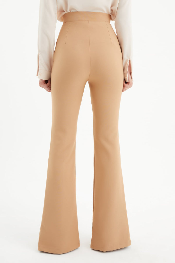 Sateen Pantalon Espagnol Détail Fente - camel