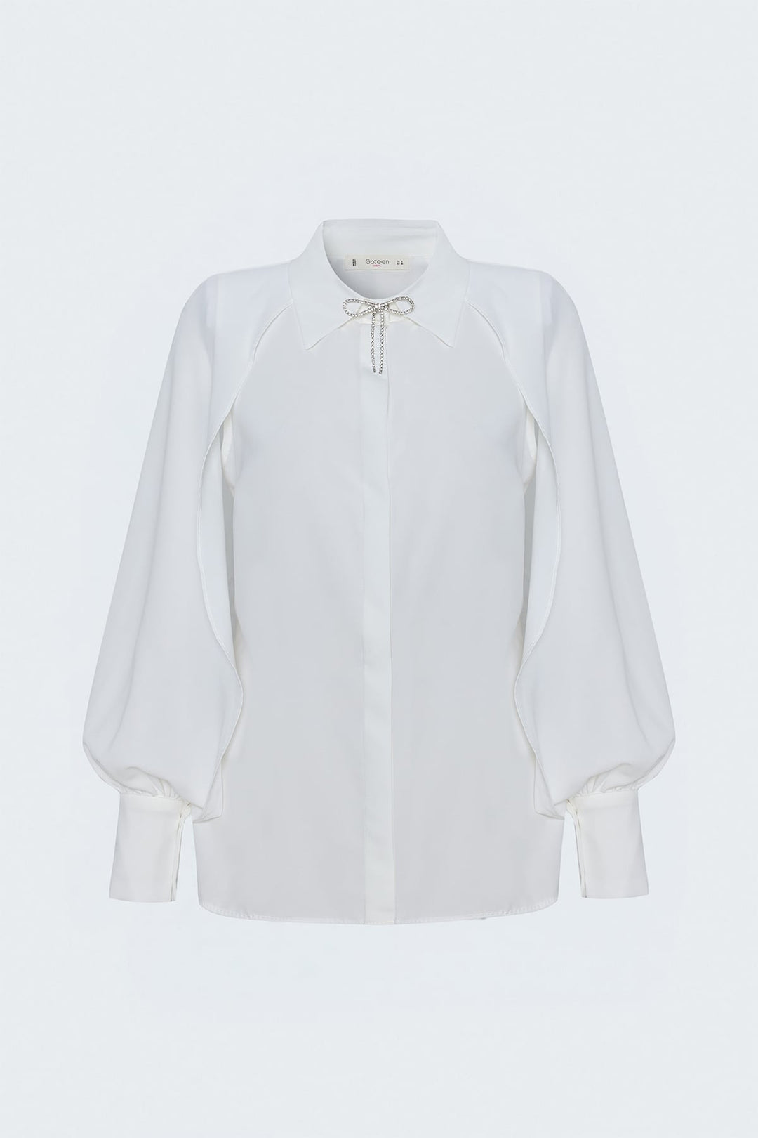 Sateen Chemise Détail Acessoire à Manches Fendues - Écru