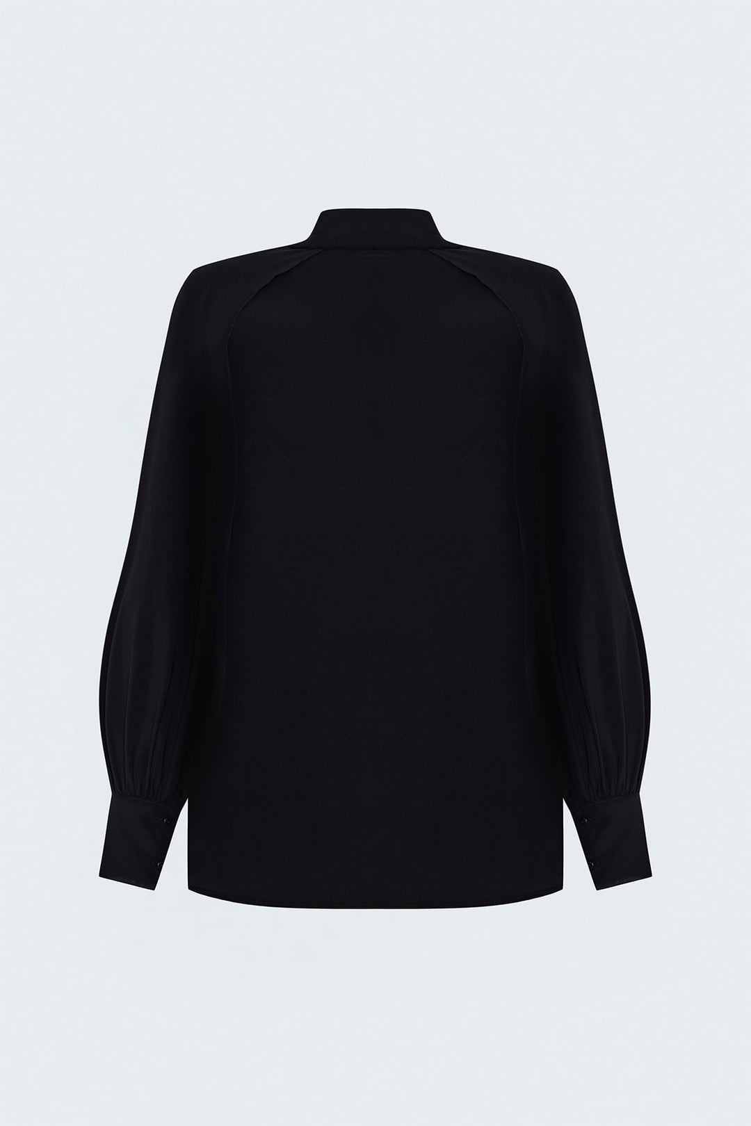 Sateen Chemise à Détails d'Accessoires à Manches Fendues - Noir