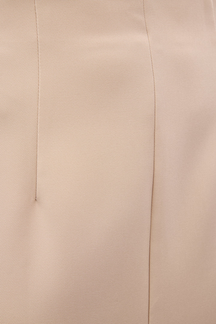 Sateen Jupe Midi Fendue - Beige