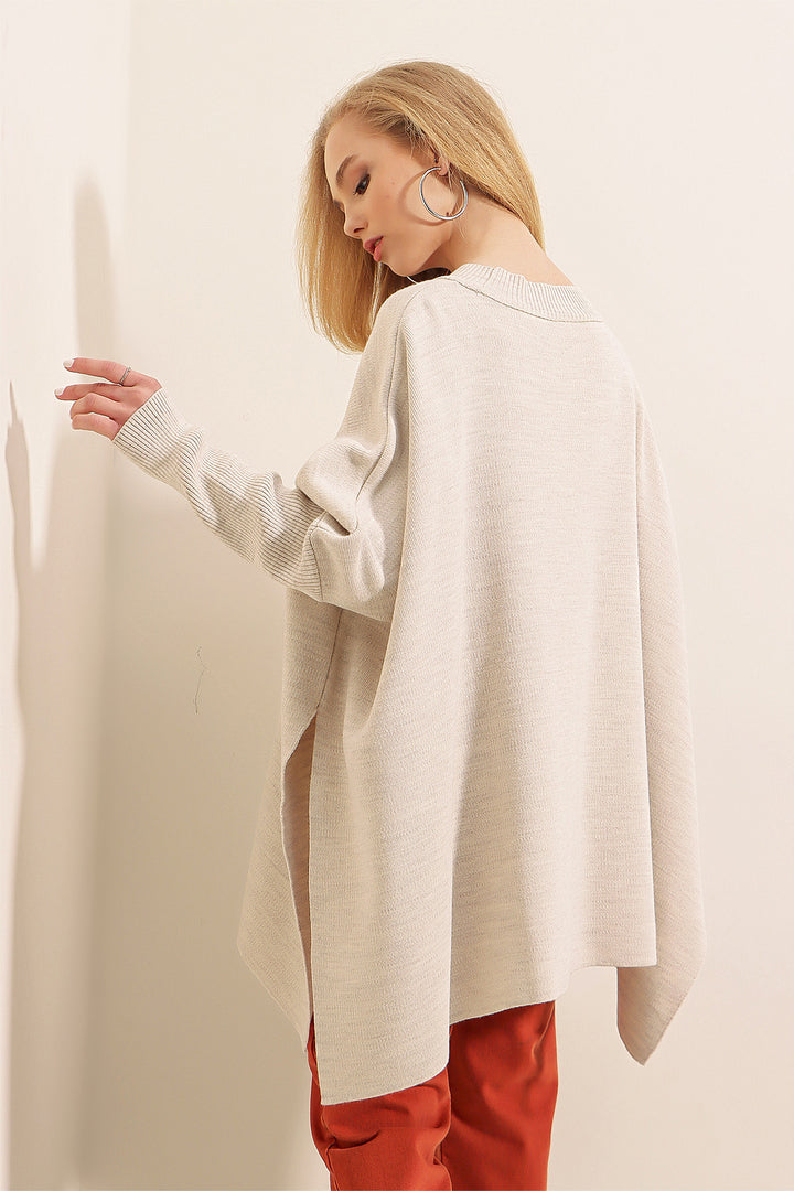 Bigdart Pull poncho avec fente 15783 - Crème