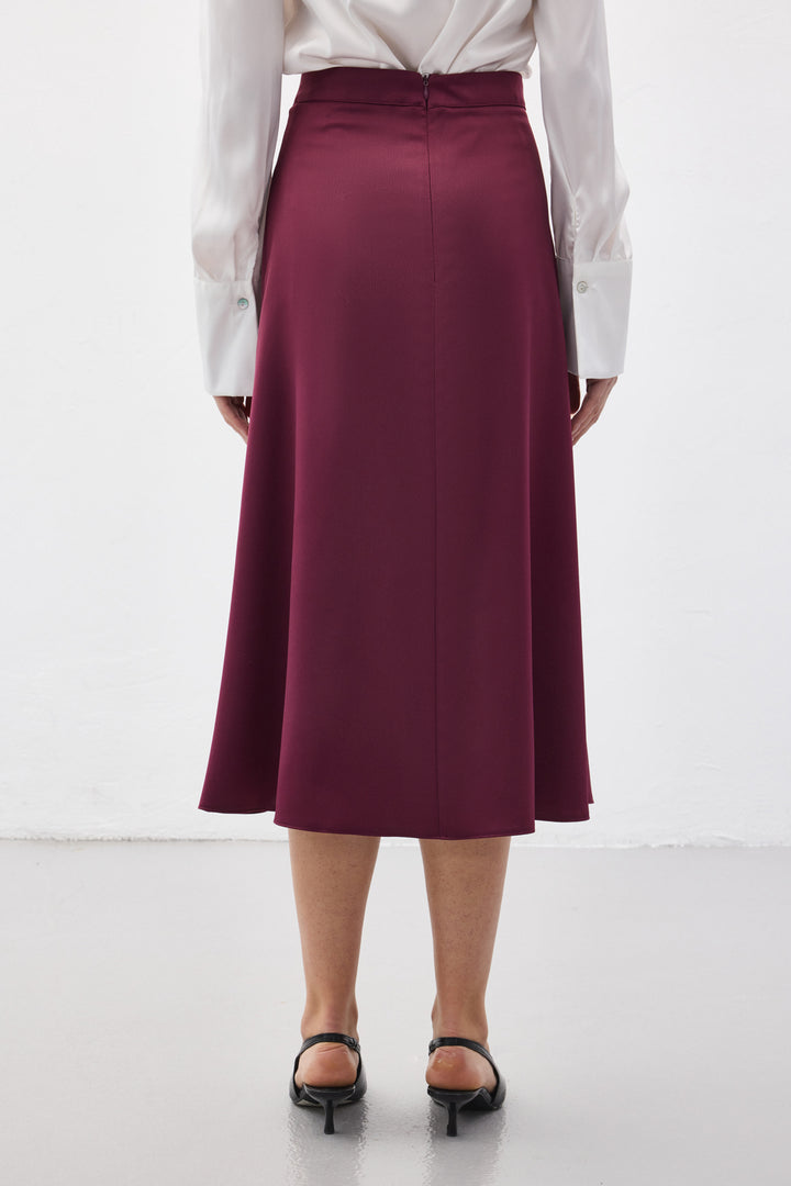 Sateen Jupe en satin fendue - Prune