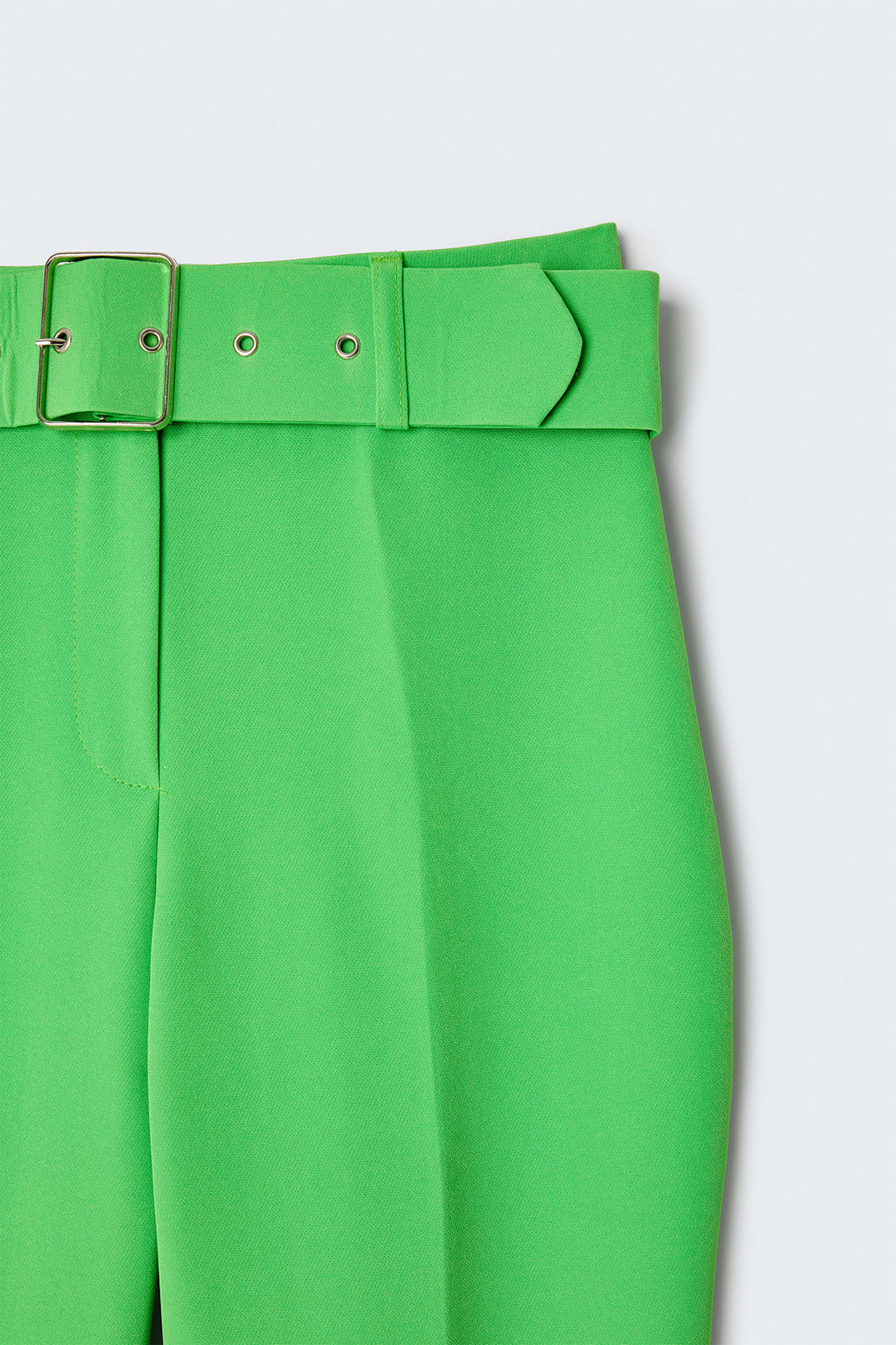 Sateen Pantalon Taille Haute à Ceinture - Clair Vert