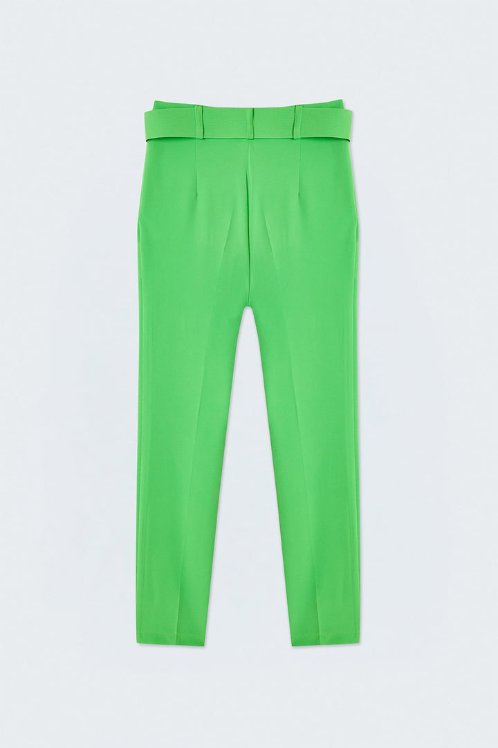Sateen Pantalon Taille Haute à Ceinture - Clair Vert