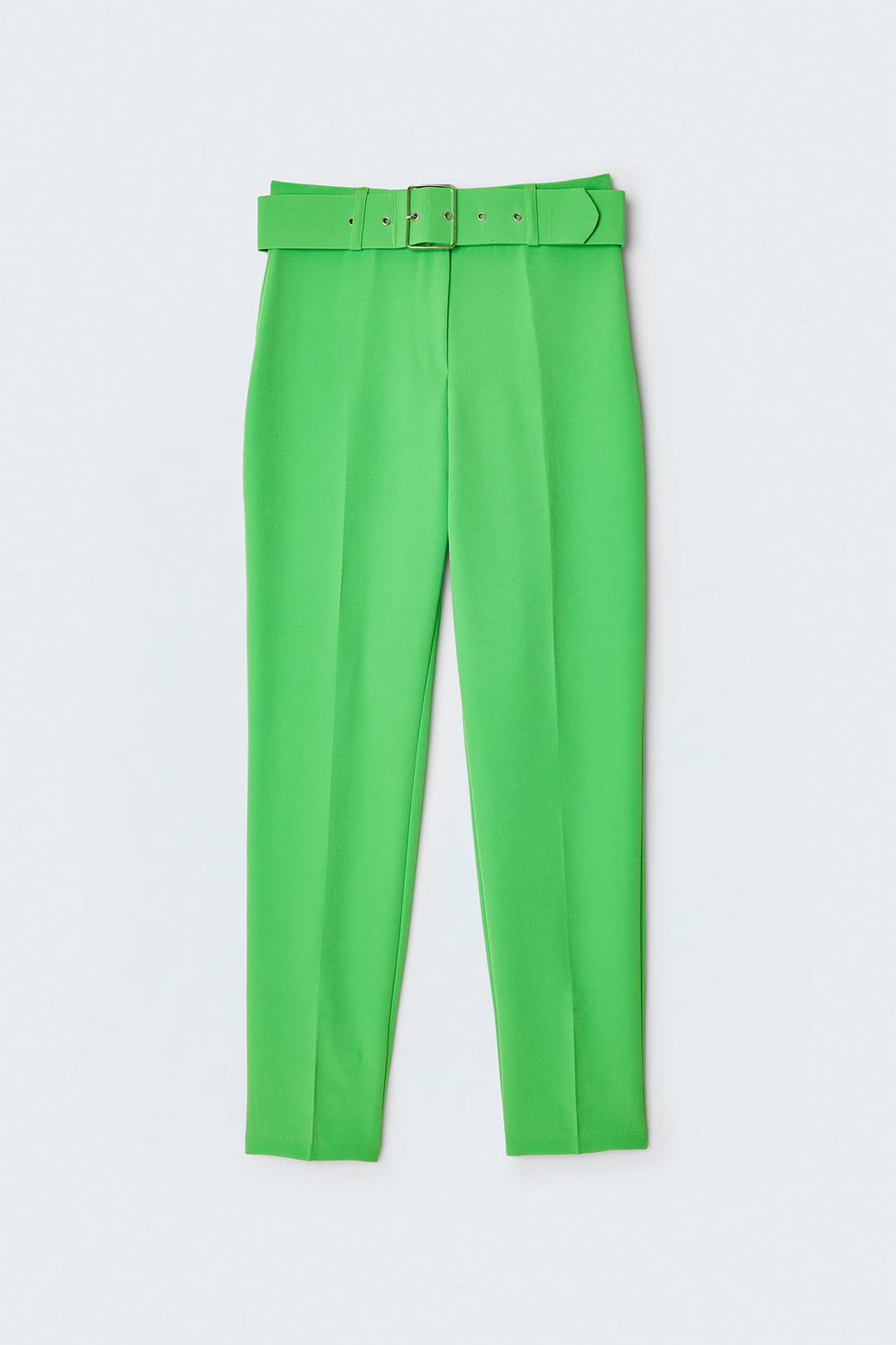 Sateen Pantalon Taille Haute à Ceinture - Clair Vert