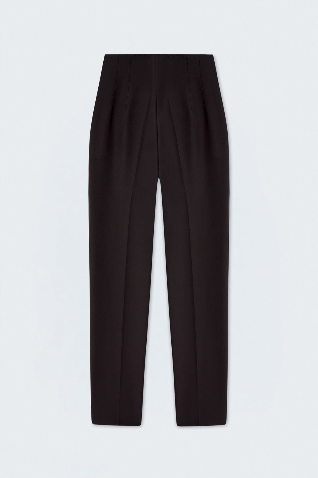 Sateen Pantalon taille haute à plis - Marron