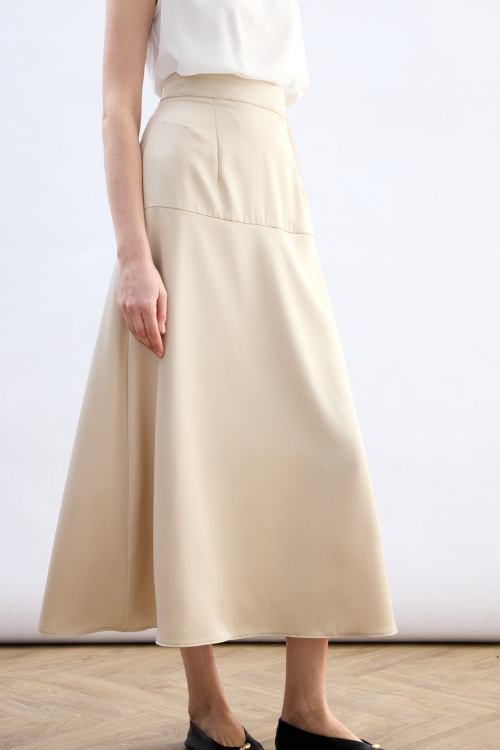 Sateen Jupe Satin Haute Taille - Pierre