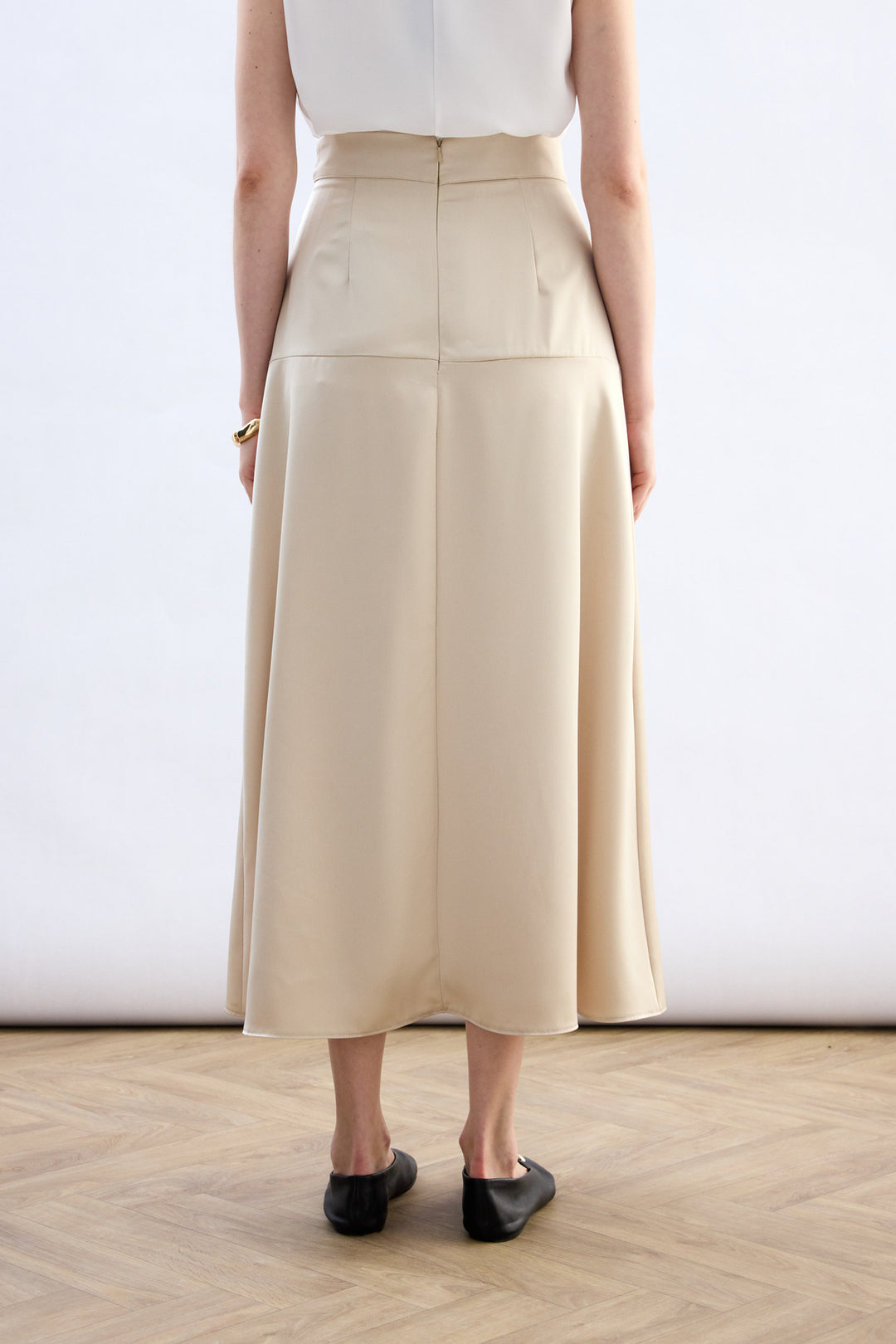 Sateen Jupe Satin Haute Taille - Pierre