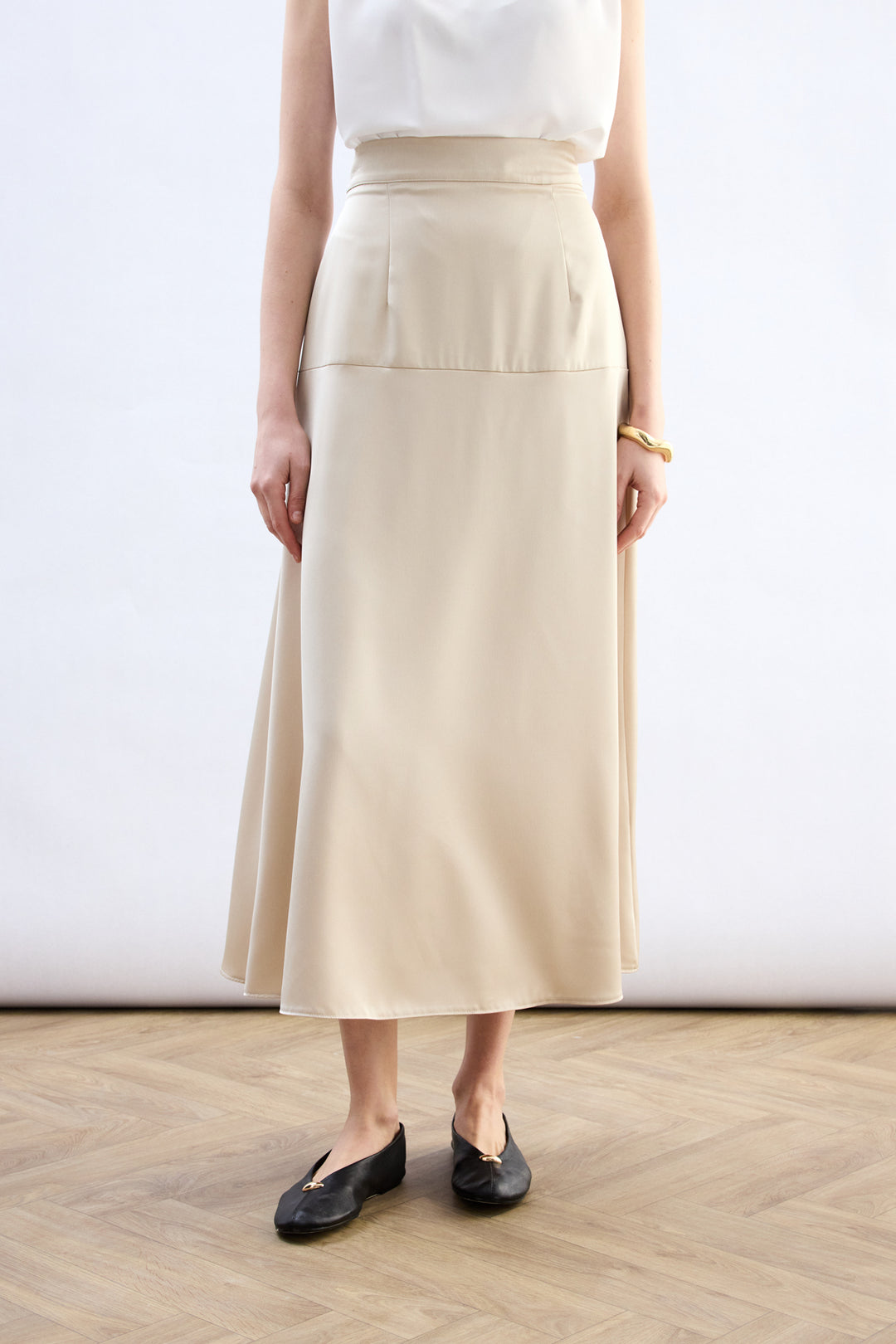 Sateen Jupe Satin Haute Taille - Pierre