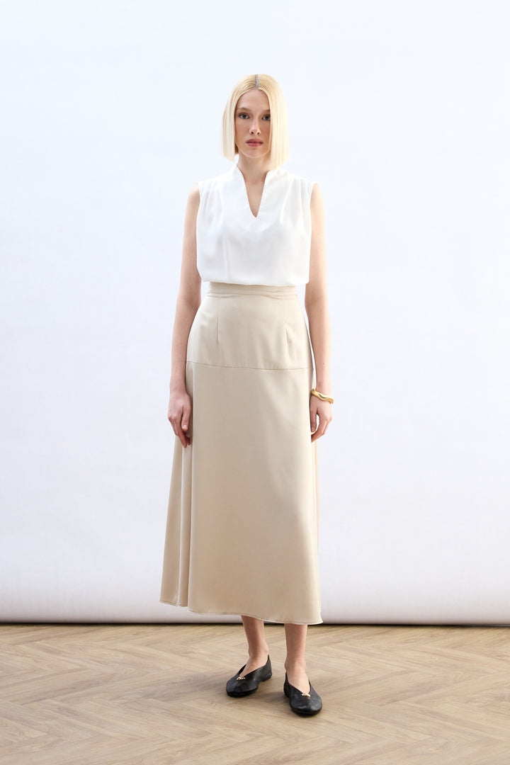 Sateen Jupe Satin Haute Taille - Pierre