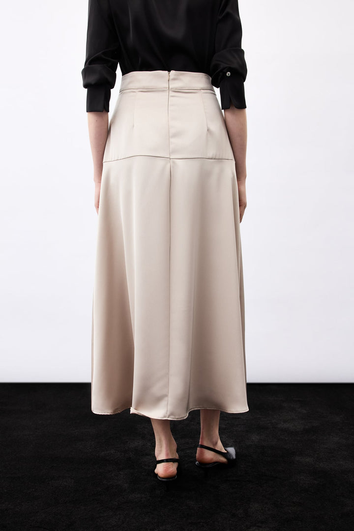 Sateen Jupe satin taille haute - Vison