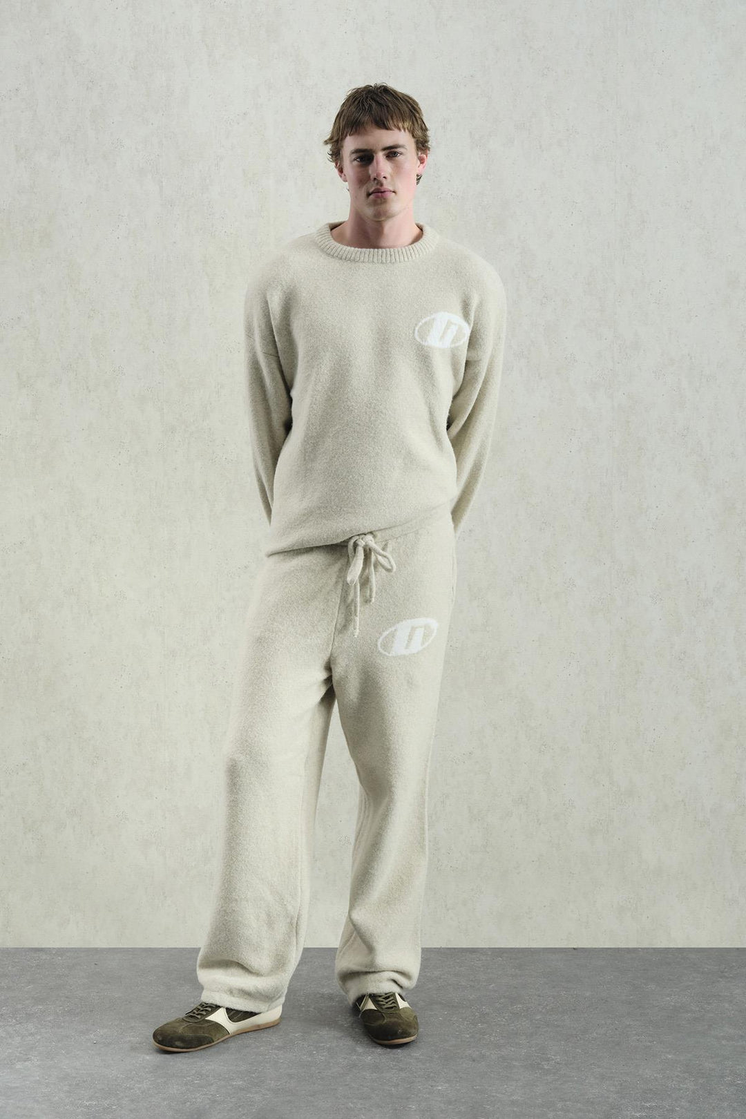 Giesto Pantalon en tricot beige à texture douce - Beige