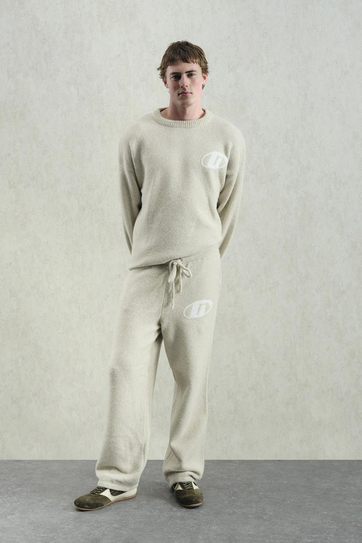Giesto Pantalon en tricot beige à texture douce - Beige